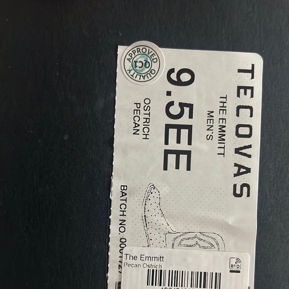 Never Opened Men’s Tecovas Sz. 9.5EE Ostrich Boots - Picture 4 of 4